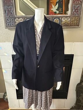 Sag Harbor Dark Navy Single-Button Women's Blazer